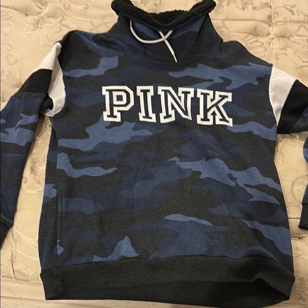 Blue and Black Camouflage Hoodie